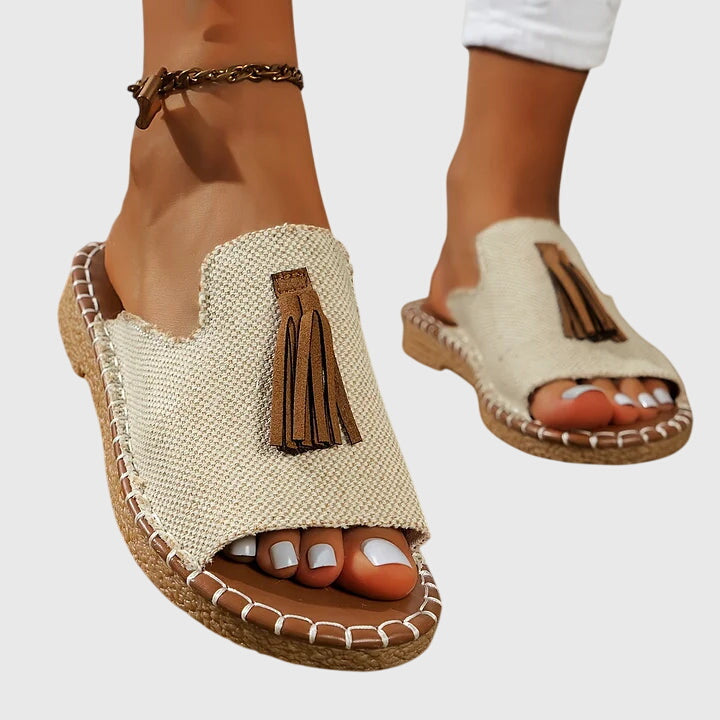 Tassel Open-Toe Flat Sandals