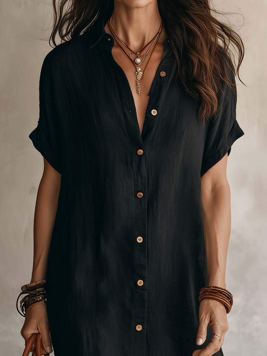 Short Sleeve Button Down Dress