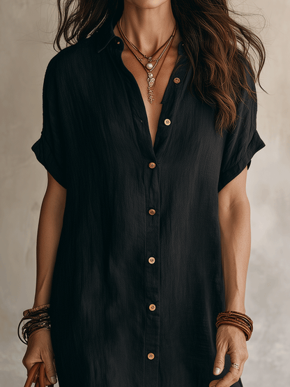 Short Sleeve Button Down Dress