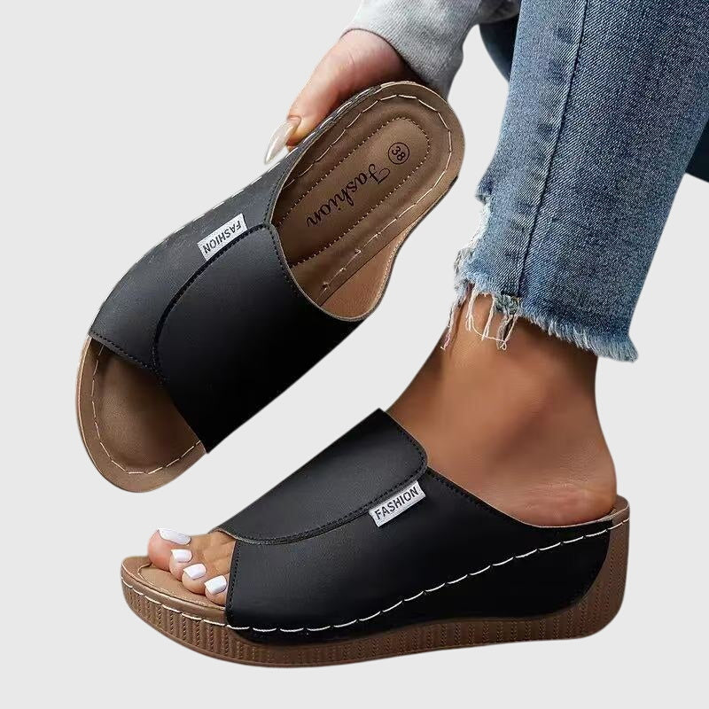 Stitched Wedge Sandals