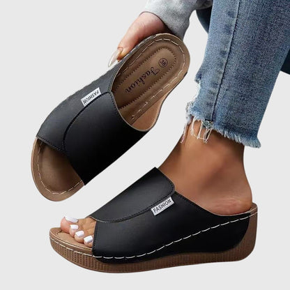 Stitched Wedge Sandals