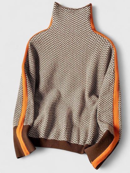 Women's High Neck Long Sleeve Chunky Knit Sweater