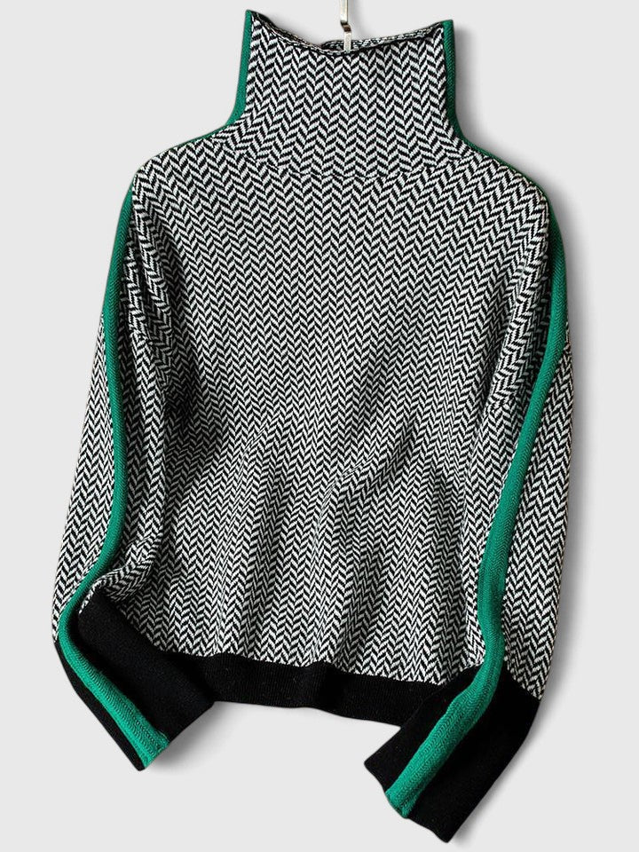 Women's High Neck Long Sleeve Chunky Knit Sweater