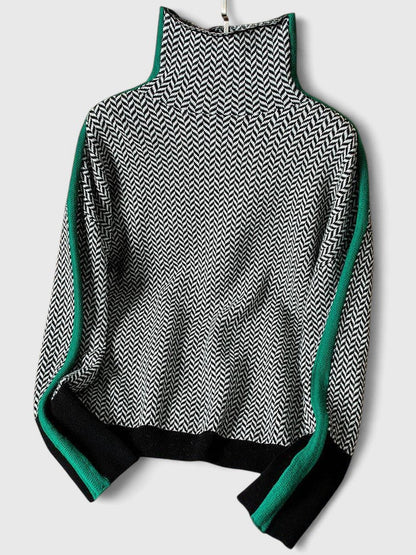 Women's High Neck Long Sleeve Chunky Knit Sweater