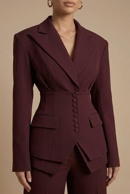 Corset Waist Buttoned Structured Layered Wide Leg Set