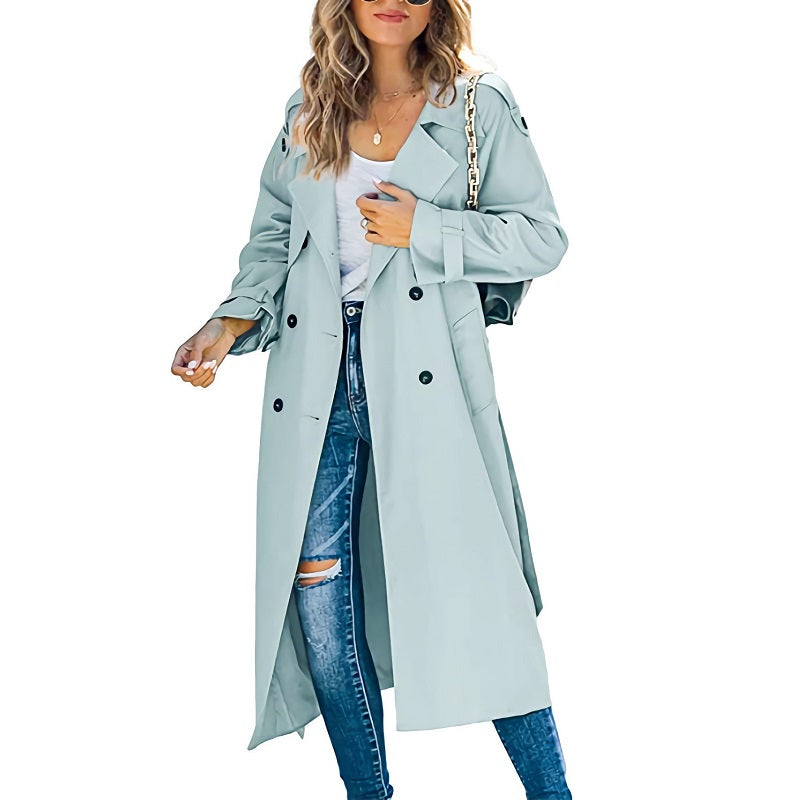 Collared Buttoned Cuffed Pocketed Relaxed Long Trench Coat