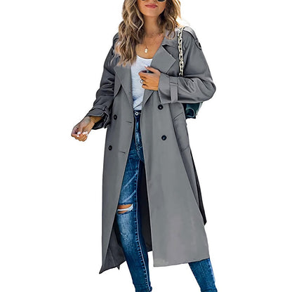 Collared Buttoned Cuffed Pocketed Relaxed Long Trench Coat