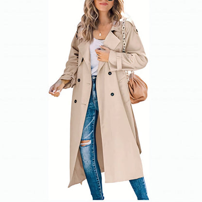Collared Buttoned Cuffed Pocketed Relaxed Long Trench Coat