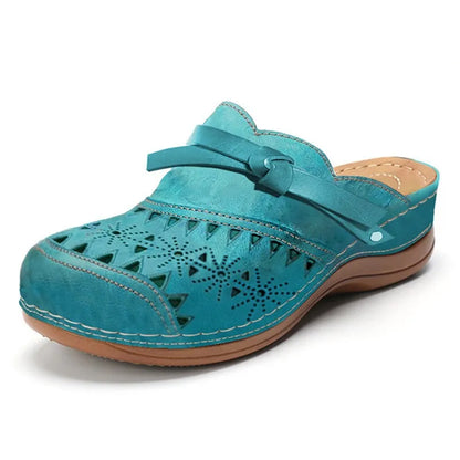 Patterned Round Toe Slip On Sandals