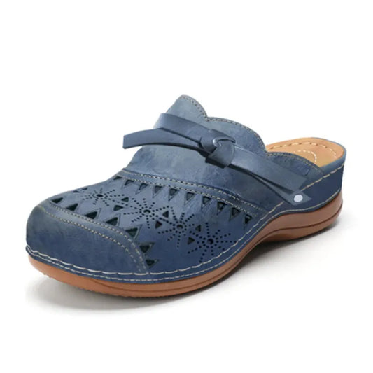 Patterned Round Toe Slip On Sandals