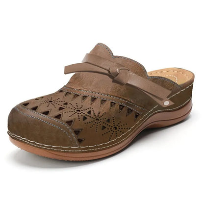 Patterned Round Toe Slip On Sandals
