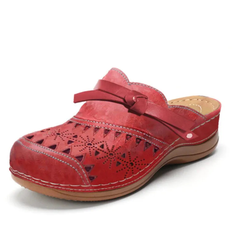 Patterned Round Toe Slip On Sandals