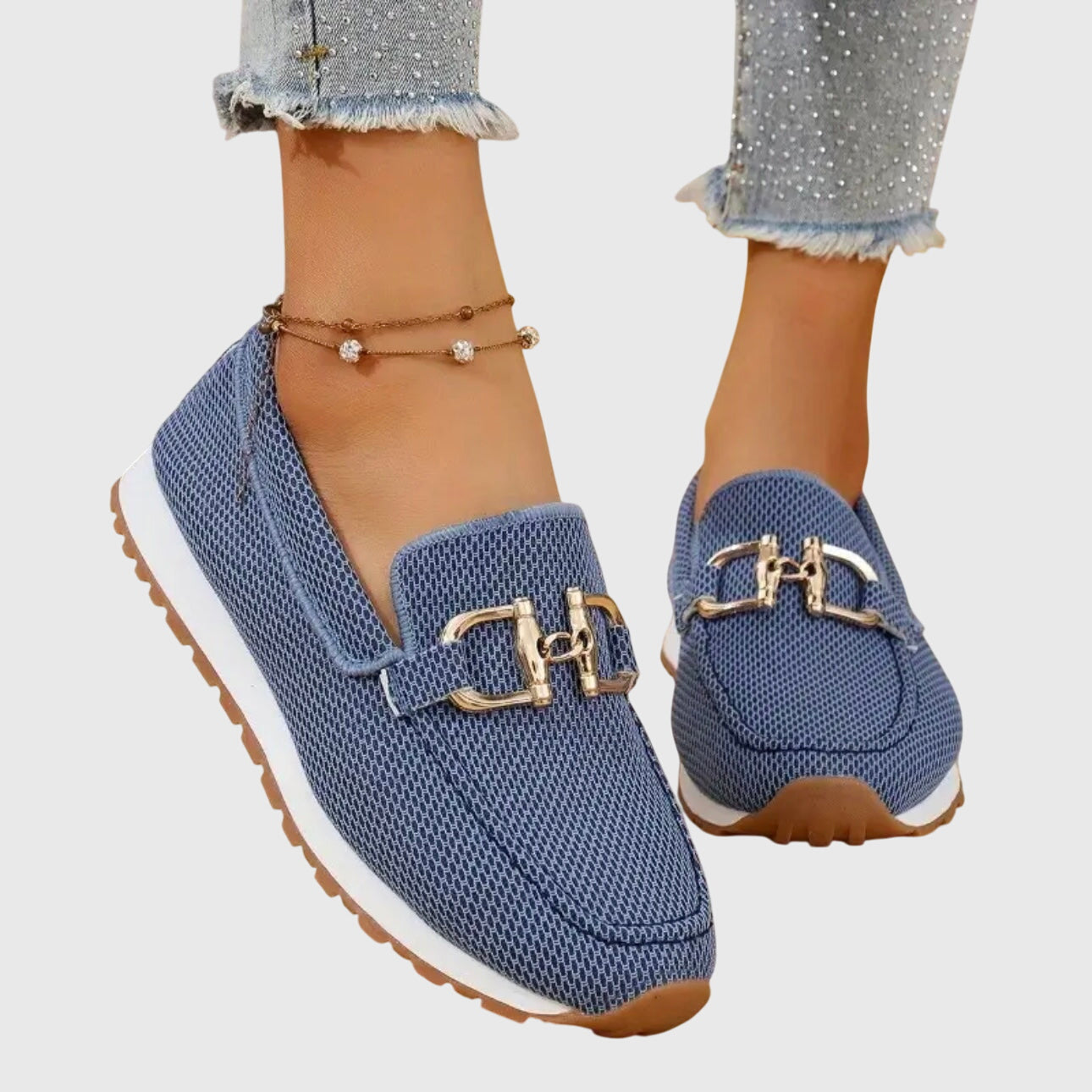 Low Heel Slip On Textured Loafer