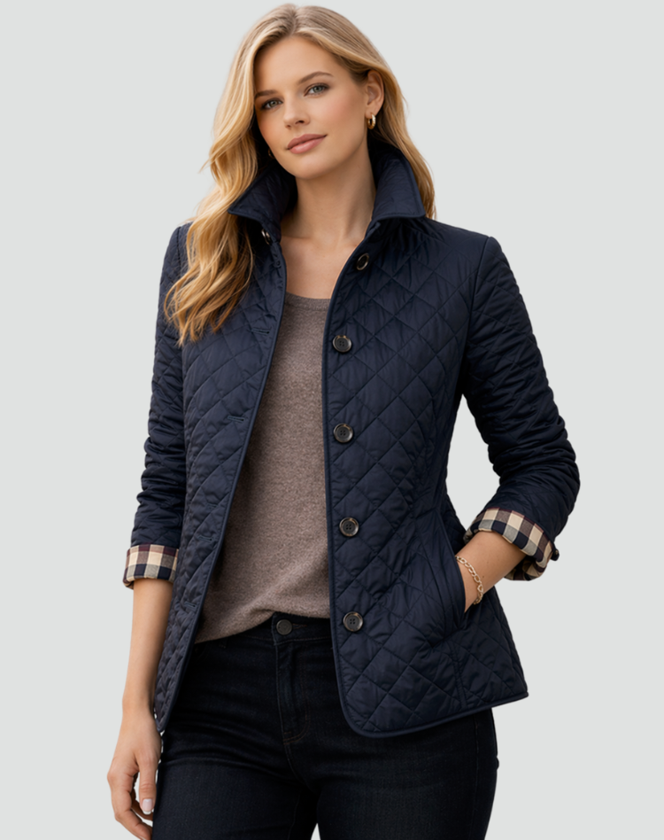 Collared Quilted Regular Fit Jacket For Women