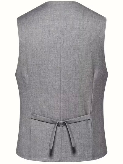 Peak Lapel Double-Breasted Vest Three-Piece Suit Set For Men