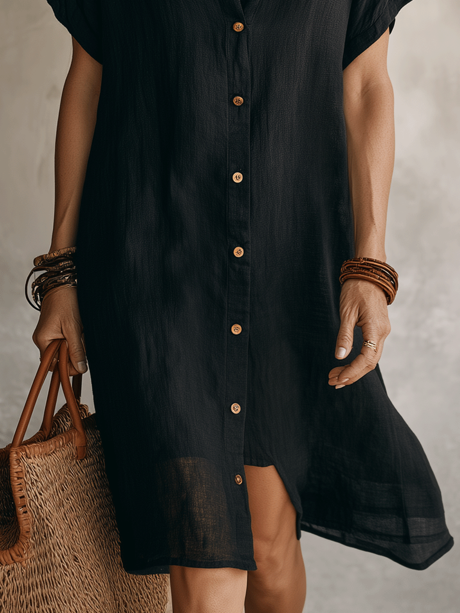 Short Sleeve Button Down Dress