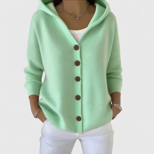 Women's Long Hooded Button Front Cardigan with Pockets