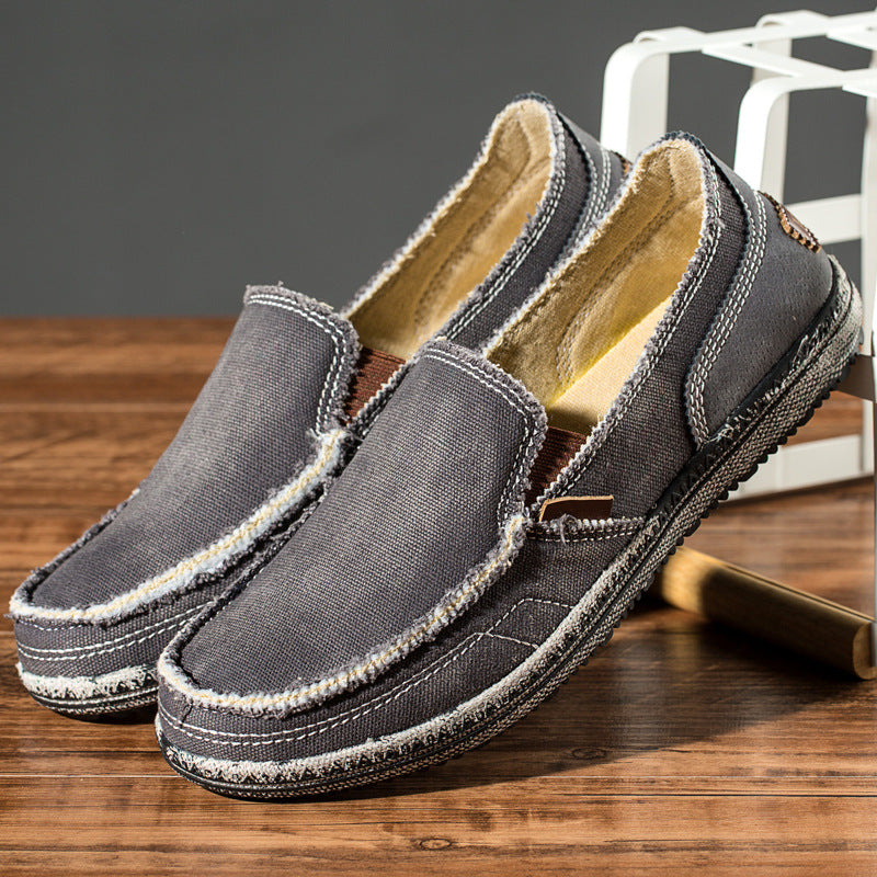Men's Slip-On Distressed Canvas Loafers