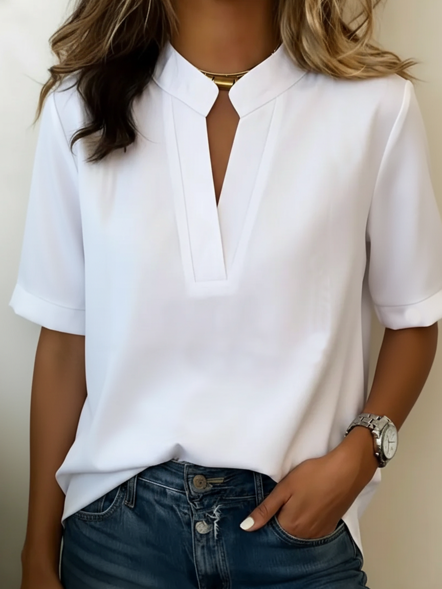 Split Neckline Blouse