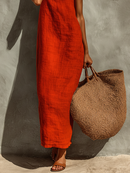 Sleeveless Square Neck Spaghetti Strap Maxi Dress
