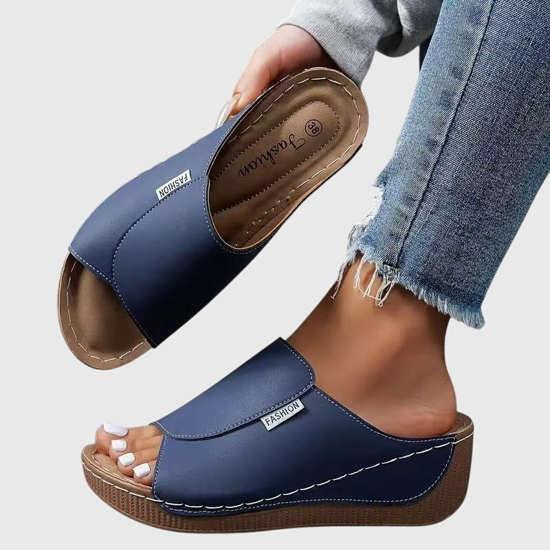 Stitched Wedge Sandals