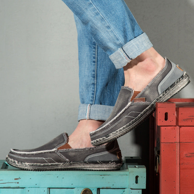 Men's Slip-On Distressed Canvas Loafers