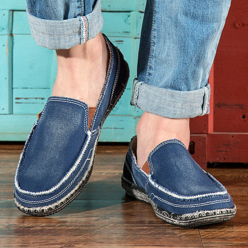 Men's Slip-On Distressed Canvas Loafers
