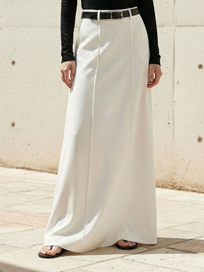 Belted Seam Detail A Line Maxi Skirt