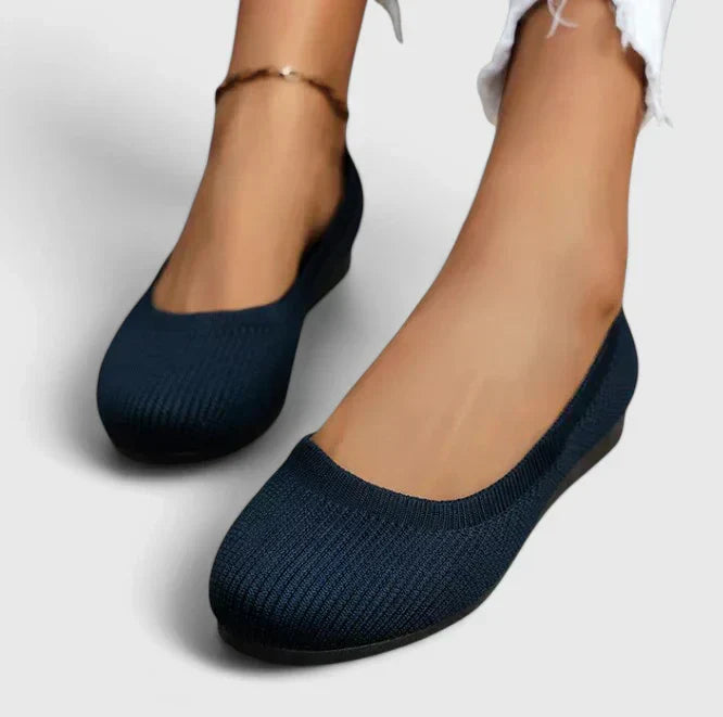 Rounded Toe Slip On Mesh Flat Shoes