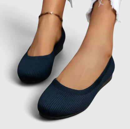 Rounded Toe Slip On Mesh Flat Shoes