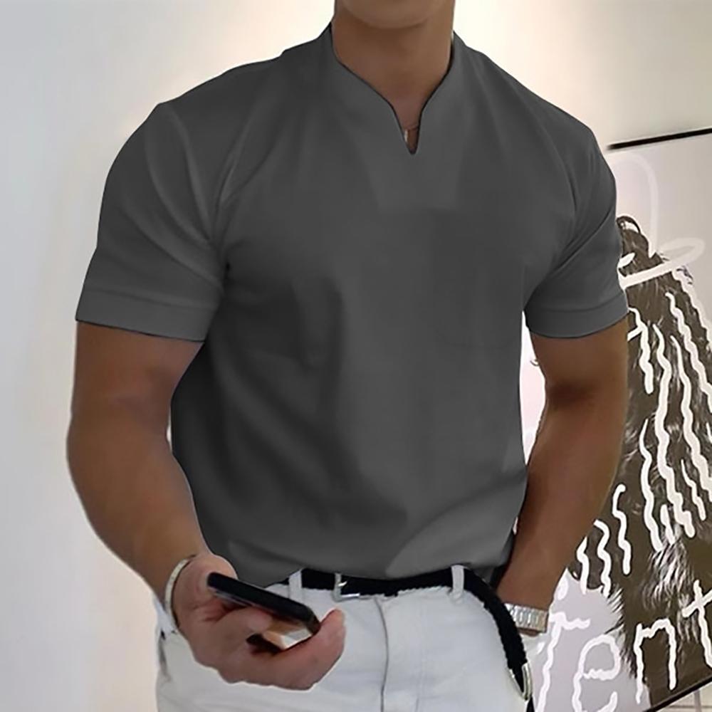 Notch Collar Short Sleeve Polo Shirt