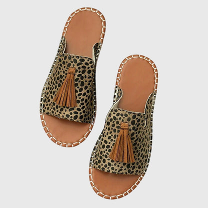 Tassel Open-Toe Flat Sandals