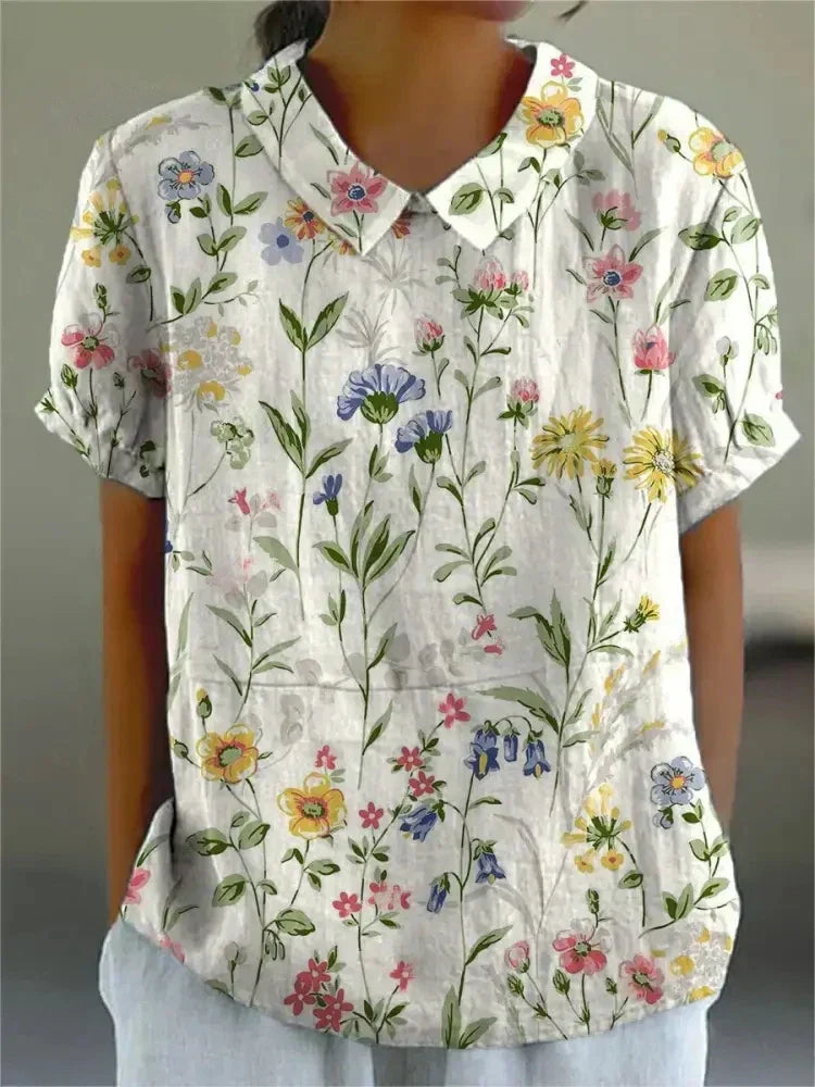 Short Sleeved Collared Printed Shirt