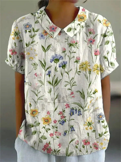Short Sleeved Collared Printed Shirt