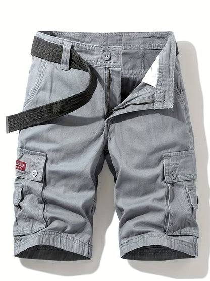 Solid Flap Pocket Mid Rise Knee Length Cargo Shorts