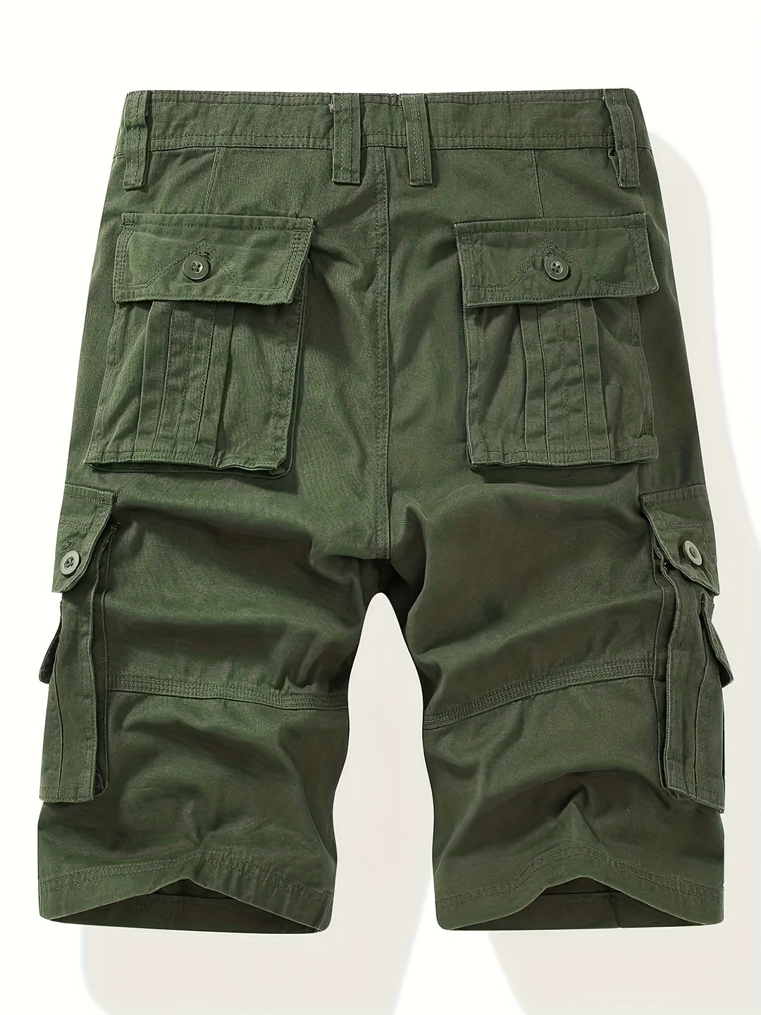 Solid Flap Pocket Mid Rise Knee Length Cargo Shorts