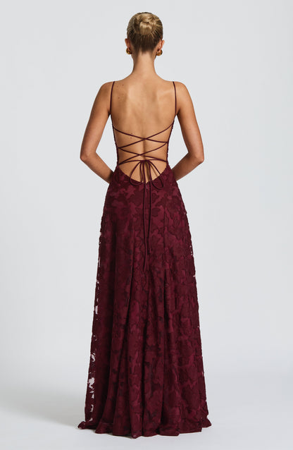 Strappy Ruched Textured Flared Maxi Dress