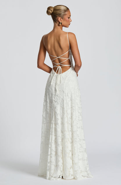 Strappy Ruched Textured Flared Maxi Dress