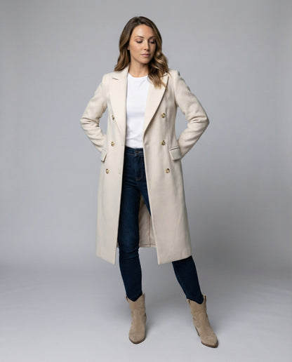 Collared Buttoned Tailored Flapped Long Coat