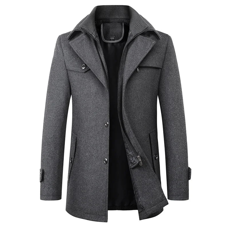 Notch Collar Long Sleeve Winter Jacket For Men