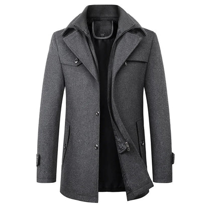 Notch Collar Long Sleeve Winter Jacket For Men