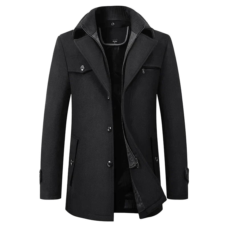 Notch Collar Long Sleeve Winter Jacket For Men
