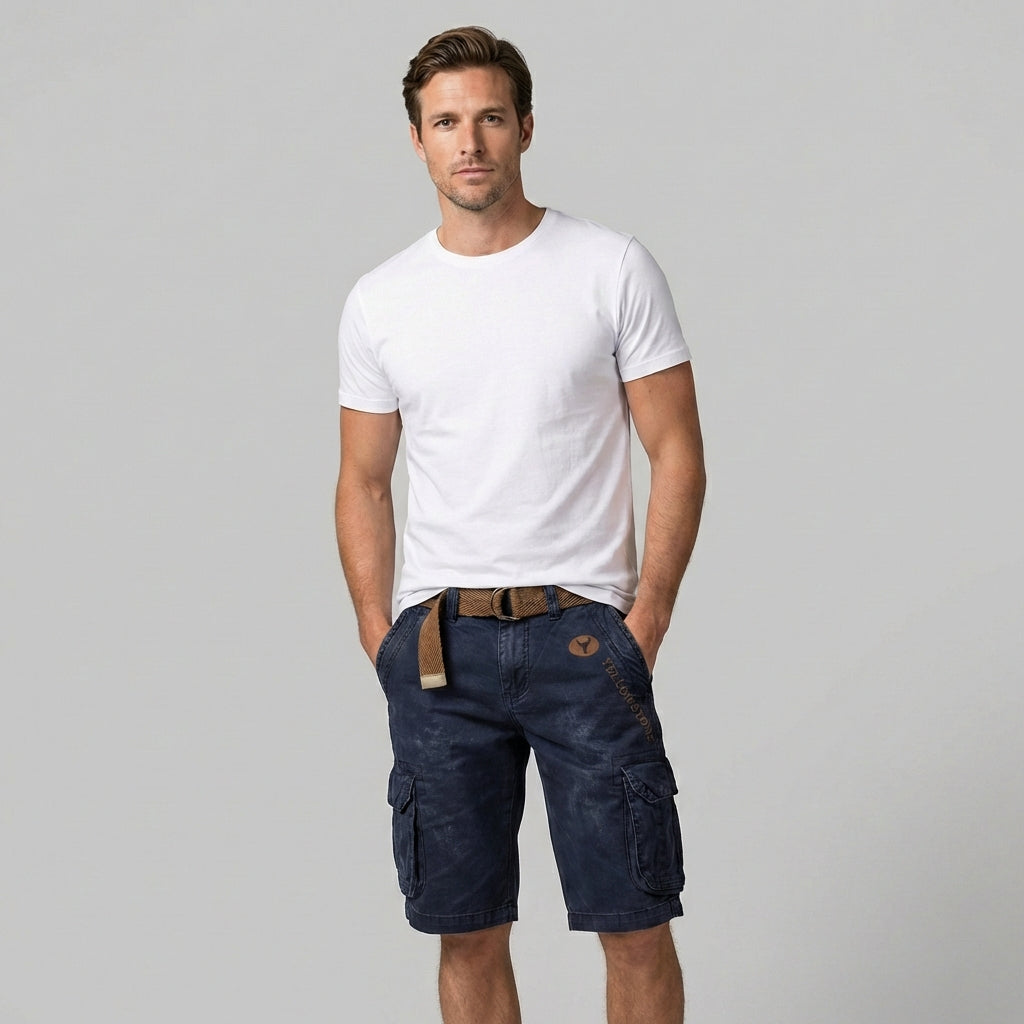 Straight Leg Washed Flap Pocket Shorts
