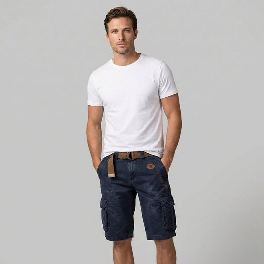 Straight Leg Washed Flap Pocket Shorts