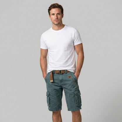 Straight Leg Washed Flap Pocket Shorts
