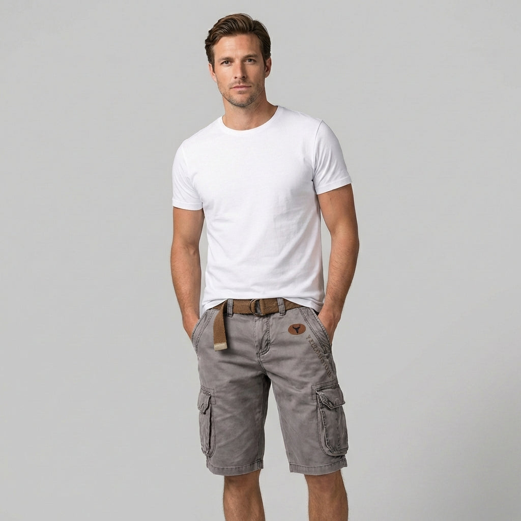 Straight Leg Washed Flap Pocket Shorts