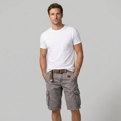 Straight Leg Washed Flap Pocket Shorts