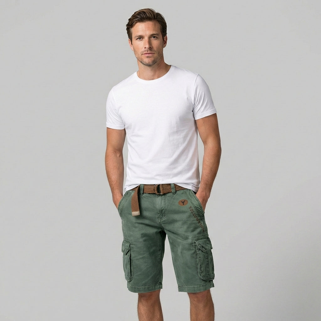 Straight Leg Washed Flap Pocket Shorts