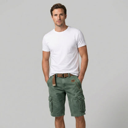 Straight Leg Washed Flap Pocket Shorts
