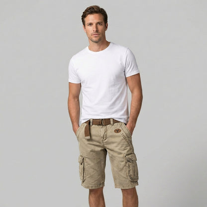 Straight Leg Washed Flap Pocket Shorts
